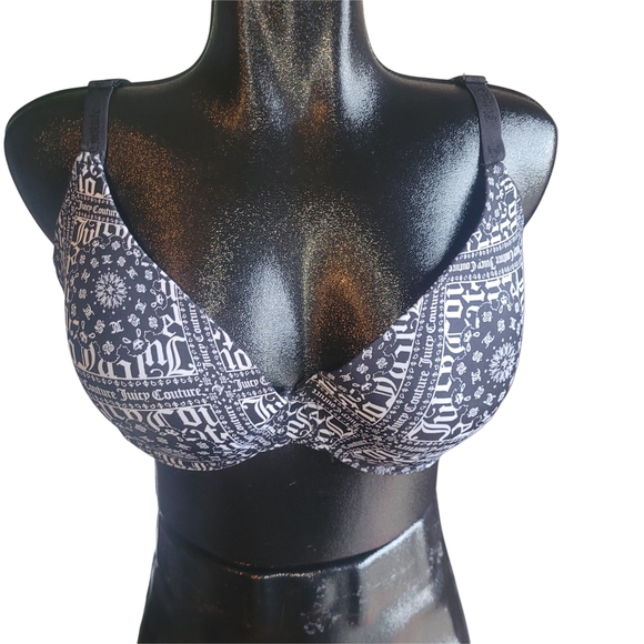 Juicy Couture Black and White Graphic Print Bra 42D - Picture 1 of 4